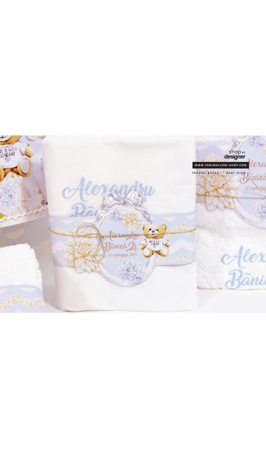 Trusou de botez pentru baieti cu ursuletul Baby Dior, Ursulet de plus 11